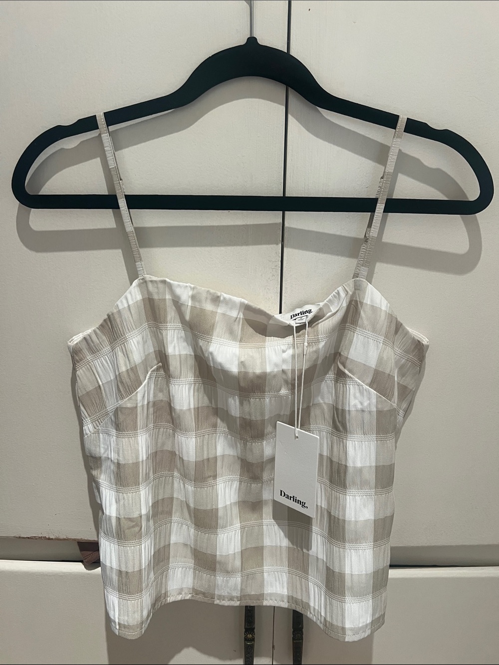 Darling Beige and White Gingham Cami
